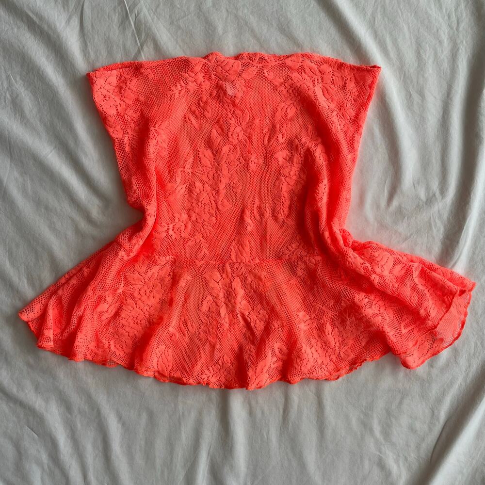 Y2K Vintage Victorias Secret Mesh Tank Top Vibrant Orange - Size S